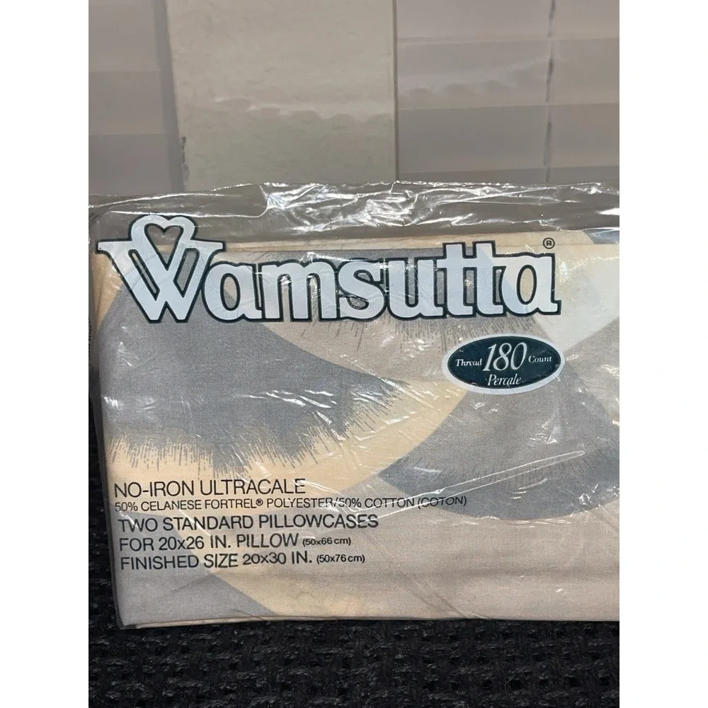 Vintage Wamsutta Set Of 2 Pillowcases Standard‎ Abstract No Iron Percale USA
